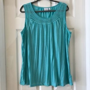 NWOT Kim Rogers Curvy Crochet-trim Turquoise Tank